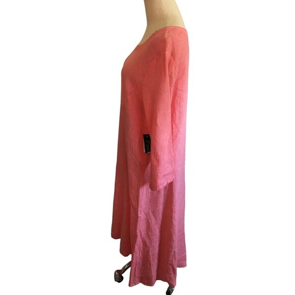 Focus Dress Women's Size Medium Pink Long Sleeve Maxi Linen Minimalist - Picture 4 of 8